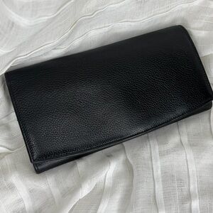 Vintage Coach Madison Black Leather Kiss Lock Clutch Wallet Made in Italy
